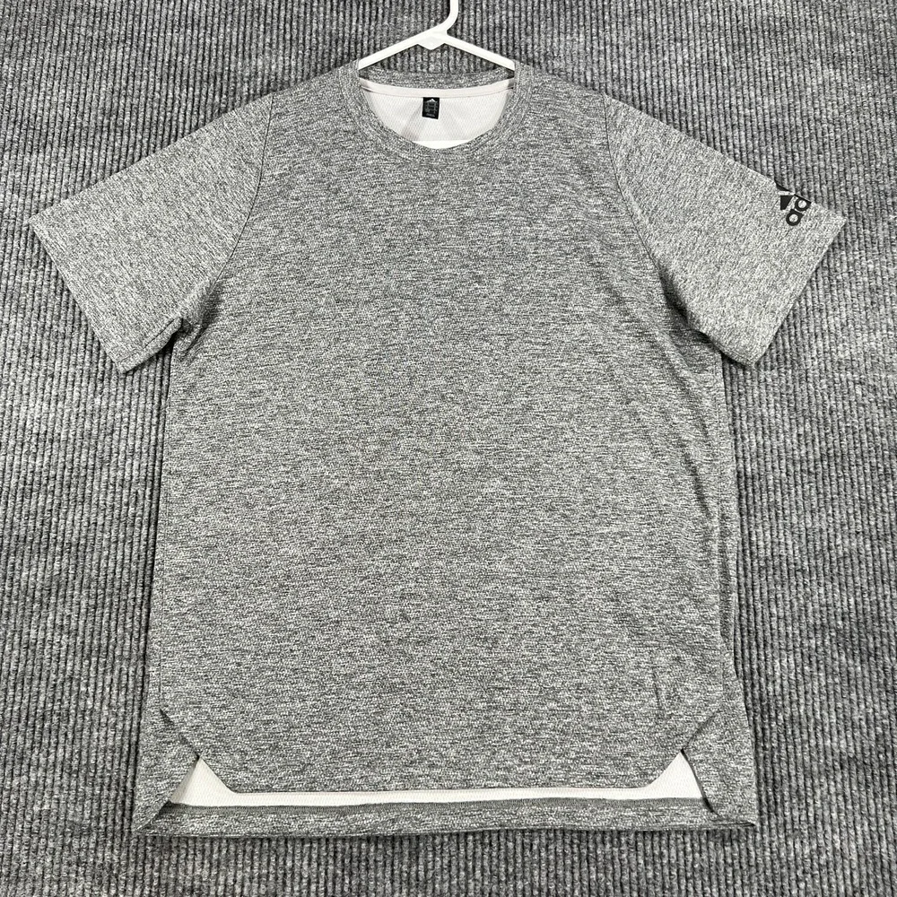 Adidas Shirt Mens Medium Gray Short Sleeve Active Workout Casual Performance
